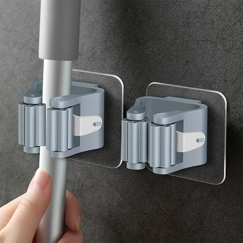 4pcs Wall-Mounted Waterproof Mop Storage Rack Broom Hanger Hooks_0