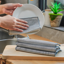 Non-Scratch Iron Microfiber Mesh Dishrag Washing Pot Rags Kitchen Towel_0