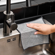 Non-Scratch Iron Microfiber Mesh Dishrag Washing Pot Rags Kitchen Towel_3