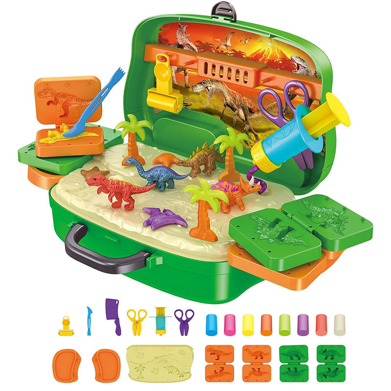 Clay Dino World Pretend Play Toy Dough and Moulds_0