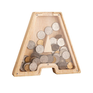 26 Creative A-Z Letters Wooden Savings Container Transparent Design_0