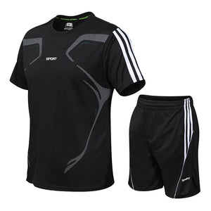 Universal Gym Training Marathon Workout Athletic Sets with Short and T-shirt_1