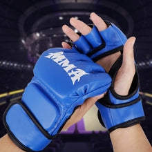 Half Finger Leather Cushion Boxing Training Gloves_5