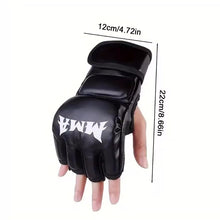 Half Finger Leather Cushion Boxing Training Gloves_7