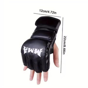 Half Finger Leather Cushion Boxing Training Gloves_7