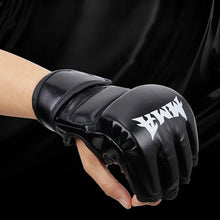 Half Finger Leather Cushion Boxing Training Gloves_1