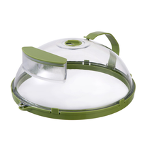 10 Inch Clear Microwave Splatter Cover with Water Steamer and Handle_7