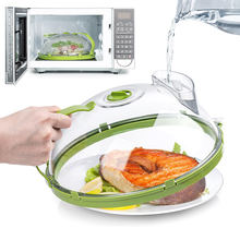 10 Inch Clear Microwave Splatter Cover with Water Steamer and Handle_0