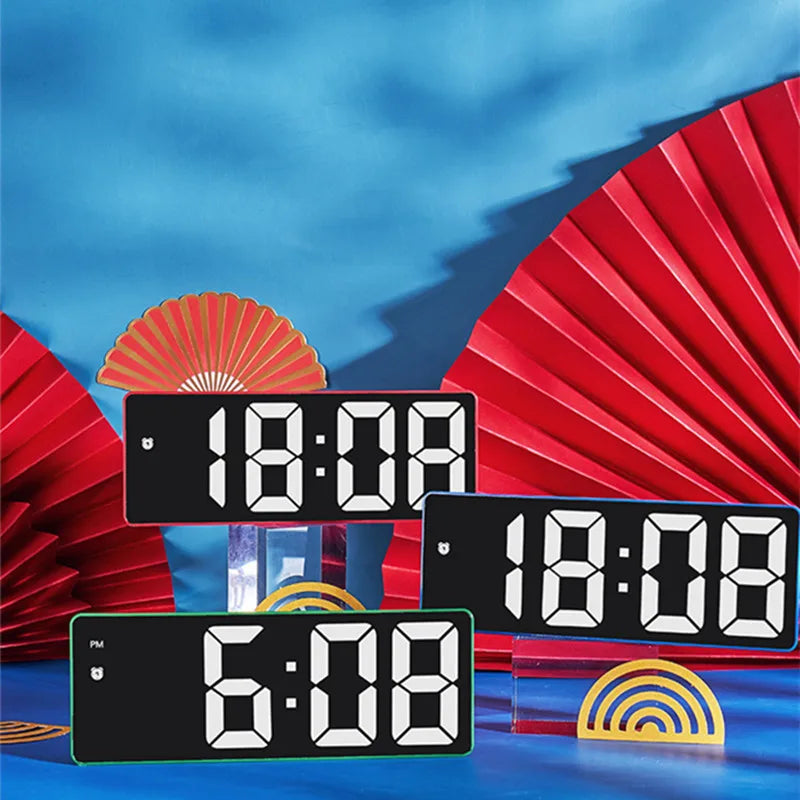 Acrylic/Mirror Voice Control Snooze Electronic LED Digital Alarm Clock - Powered By Battery_1