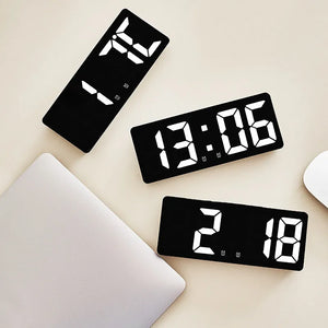 Acrylic/Mirror Voice Control Snooze Electronic LED Digital Alarm Clock - Powered By Battery_3