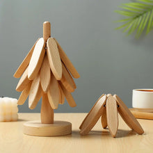 Tree Design Stand Wooden Anti Scald Heat Resistant Table Mat Coaster_4