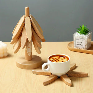 Tree Design Stand Wooden Anti Scald Heat Resistant Table Mat Coaster_3