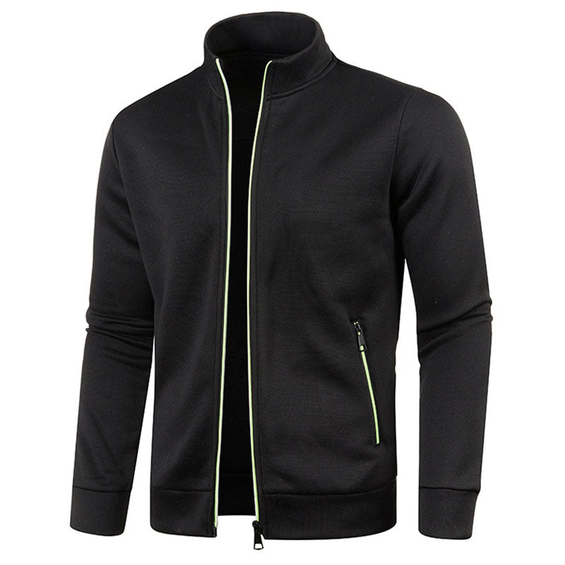 Men Zip Up Stand Collar Lightweight Workout Jacket_0