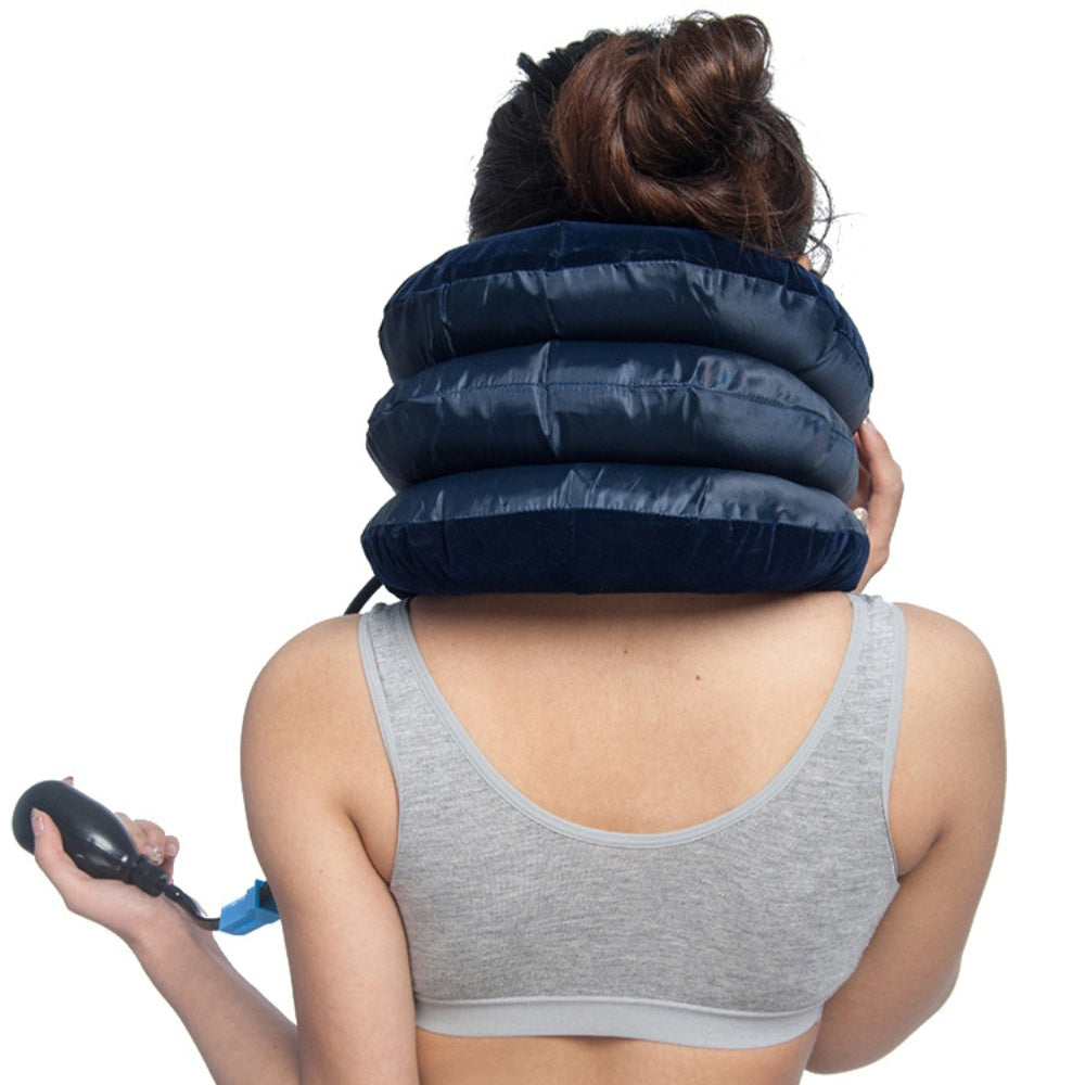 3 Layers Neck Corrector Air Inflatable Cervical Vertebra Traction Soft Brace Pillow_0