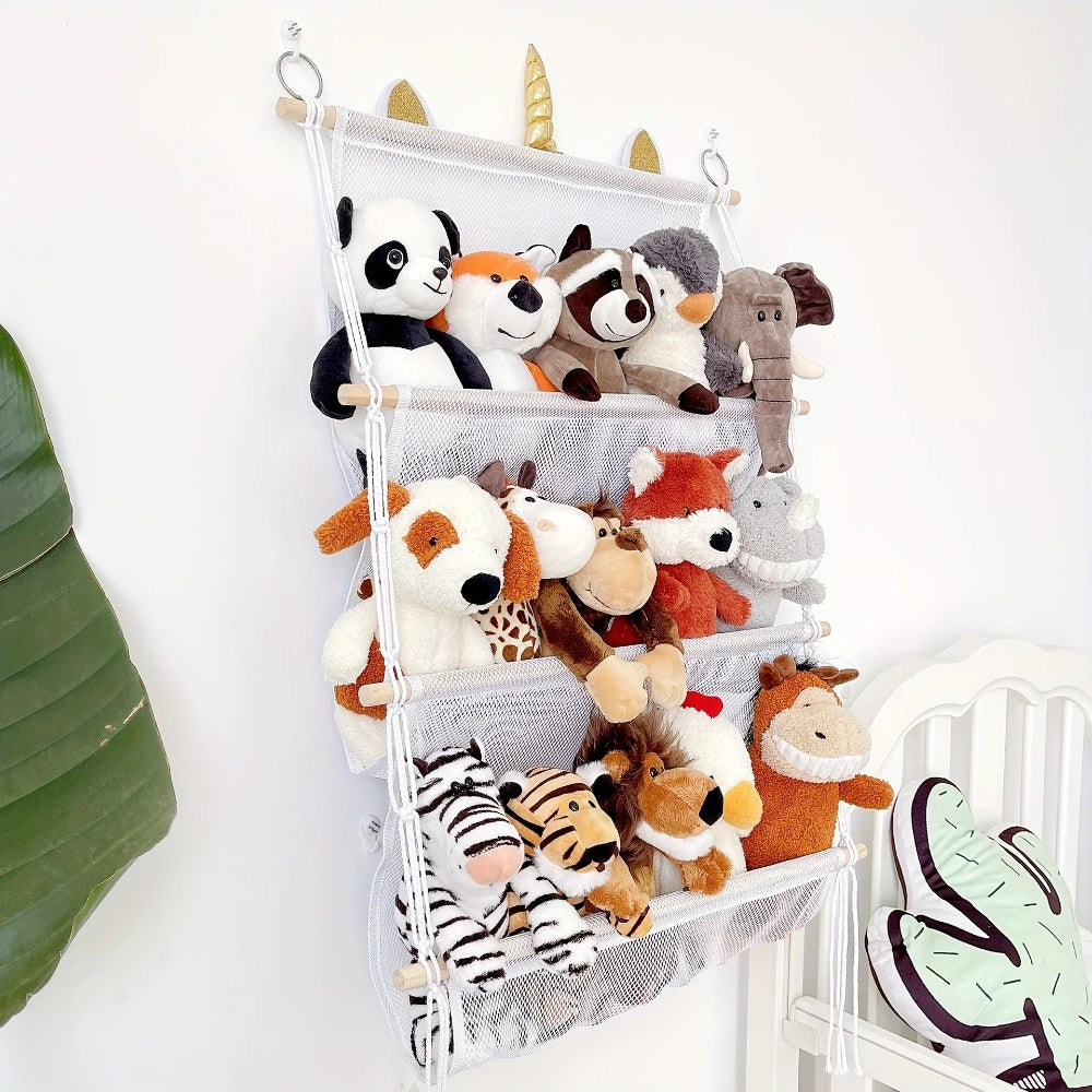 Bohemian Wall Hanging Plush Toy Organizer_0