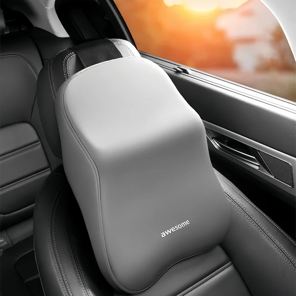 Car Lumbar Back Support Memory Foam Soft Headrest Neck Pillow Cushion_0