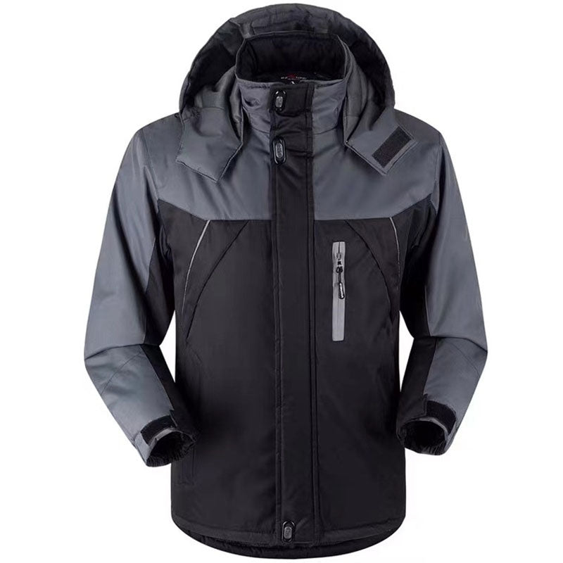 Winter Outdoor Coat Stand Collar Neck Protection Hooded Long Sleeve Cold-proof Windproof Jacket_0