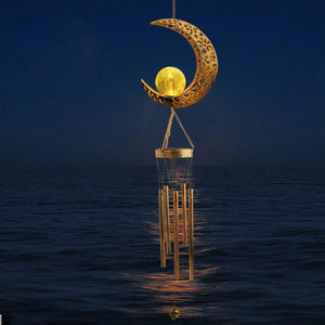 Outdoor Wrought Iron Hanging Solar Powered Wind Chime Light_8
