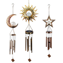 Outdoor Wrought Iron Hanging Solar Powered Wind Chime Light_0