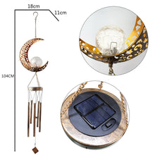 Outdoor Wrought Iron Hanging Solar Powered Wind Chime Light_15