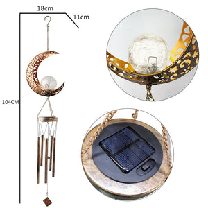 Outdoor Wrought Iron Hanging Solar Powered Wind Chime Light_15