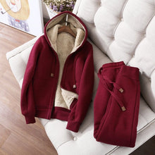Women's Tracksuit Wool Jacket with Hood and Trousers Winter Set_4