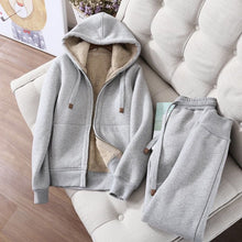 Women's Tracksuit Wool Jacket with Hood and Trousers Winter Set_5