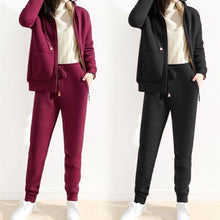 Women's Tracksuit Wool Jacket with Hood and Trousers Winter Set_9