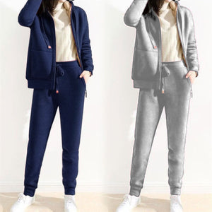 Women's Tracksuit Wool Jacket with Hood and Trousers Winter Set_10
