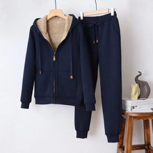 Women's Tracksuit Wool Jacket with Hood and Trousers Winter Set_3