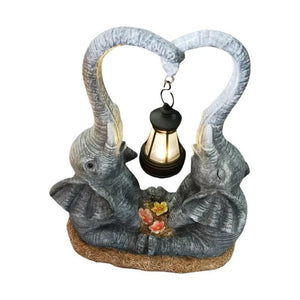 Double Elephant Solar Lamp Outdoor Statue_5