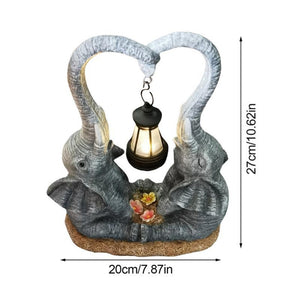 Double Elephant Solar Lamp Outdoor Statue_6