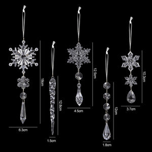 Acrylic Snowflake Simulation Ice Pendants Xmas Tree Hanging Ornament_7