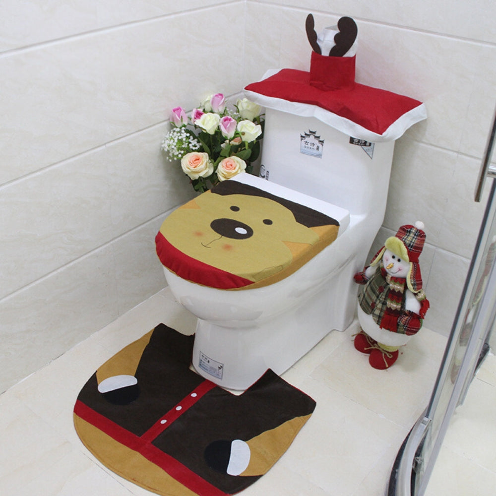 Christmas Toilet Seat Covers Creative Santa Claus Bathroom Mat_0