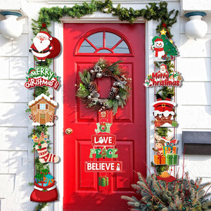 Christmas Porch Door Hanging Banner Christmas Paper Door Decorative Flags_1