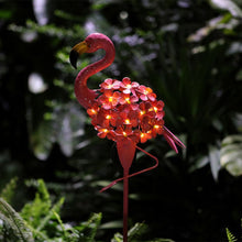 Garden Solar Lights Outdoor Solar Powered Flamingo Stake Lights Metal Flamingo Decorative Lights Weatherproof Pink Flamingo_2