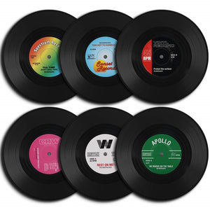 Set of 6 Colorful Retro Vinyl Record Disk Coasters for Drinks Vinyl Record Coaster Set_5