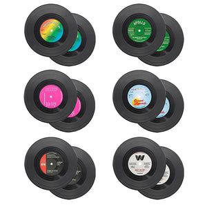 Set of 6 Colorful Retro Vinyl Record Disk Coasters for Drinks Vinyl Record Coaster Set_6