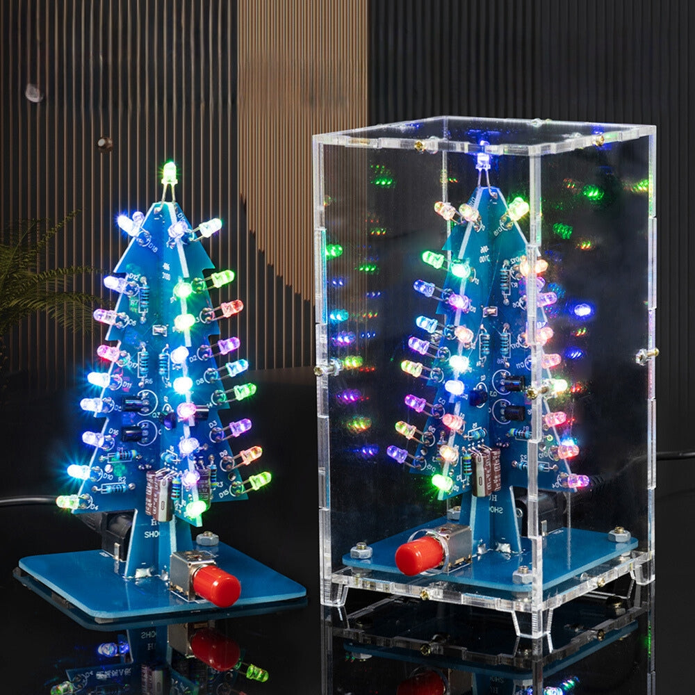 Christmas Tree DIY Kits RGB LED Flashing Tree DIY Kits Electronics Soldering Colorful_0