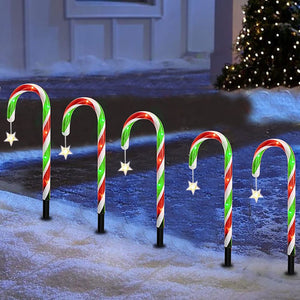 5PCS Solar Candy Cane Lights Festive Christmas Decor for Gardens, Lawns and Landscapes_3