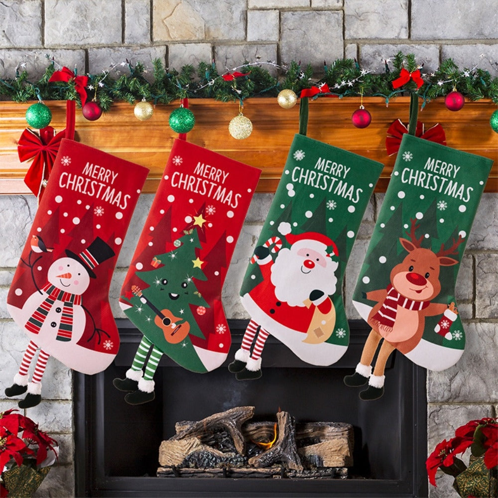 Christmas Stocking Large Stockings Santa Snowman Candy Gift Socks Tree Ornament Decorations_0