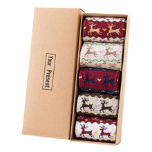5 Pcs Christmas Socks Wool Socks Mid Tube Socks Fun With Santa Reindeer Pattern Women's Christmas Theme Gift Set Box_6