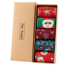 5 Pcs Christmas Socks Wool Socks Mid Tube Socks Fun With Santa Reindeer Pattern Women's Christmas Theme Gift Set Box_7