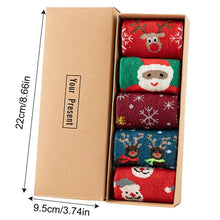 5 Pcs Christmas Socks Wool Socks Mid Tube Socks Fun With Santa Reindeer Pattern Women's Christmas Theme Gift Set Box_8