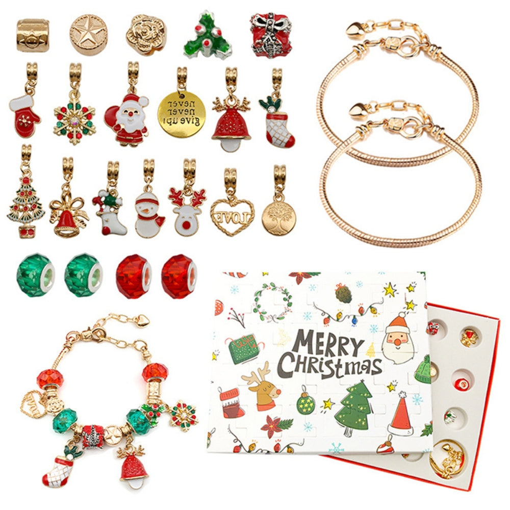 Surprise Blind Box Set 24 Countdown Calendar Advent Christmas Charms Bracelet Set DIY_4