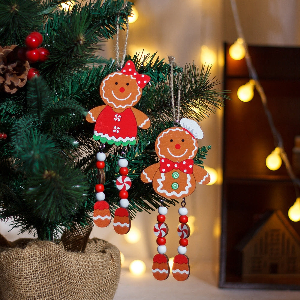 Christmas Tree Gingerbread  Pendant Wooden Ornaments Gingerbread Pendant Decorations Accessories_0