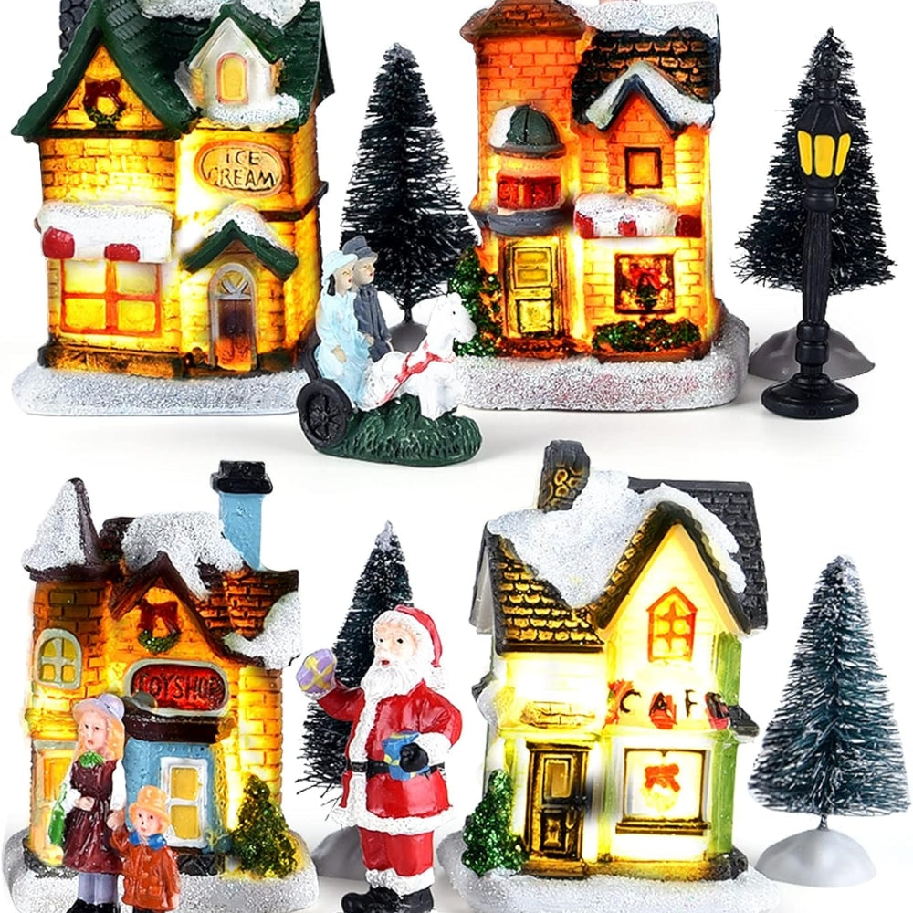 Christmas Ornaments Luminous House Small House Decoration Santa Claus Suit Gift Decorations for Home_0