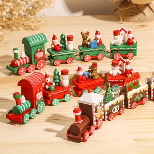 Christmas Wooden Train Ornaments Adorable Snowman and Gingerbread Designs_0