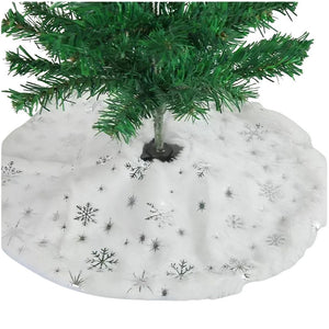 38CM White Snowflake Plush Christmas Tree Skirt_8