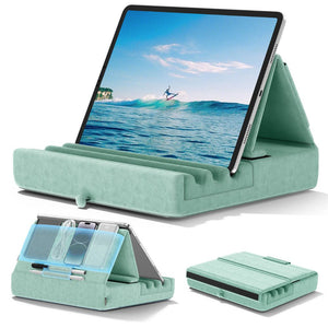Tablet Pillow Stand Foldable Holder for iPad Pro with Soft Pad, Pocket and Stylus Mount_7